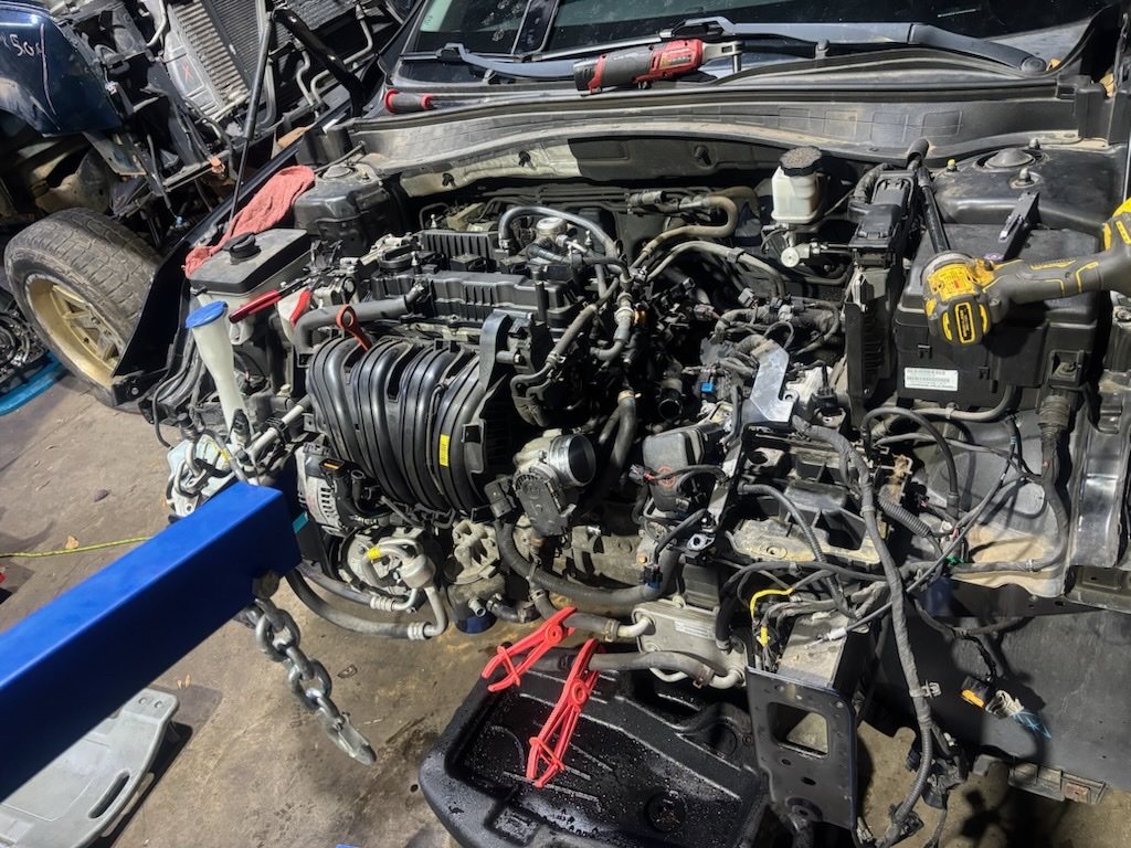 Optima engine bay, engine removed.